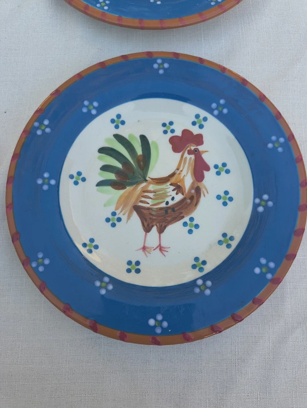 Set of 4 2006 Dana Simson Demdaco Belle du Jour Rooster Salad Plates
